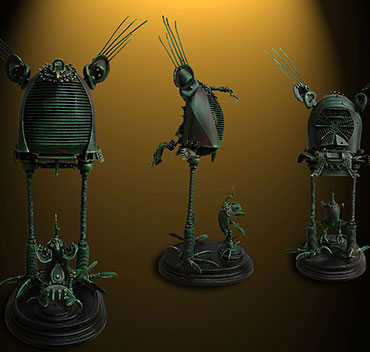 Uccelli atavici, sculture in plastica